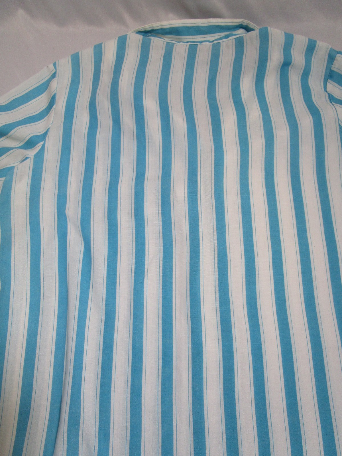 Handmade Vintage Single Stitch Light Turquoise Button Up Short Sleeve Blouse L