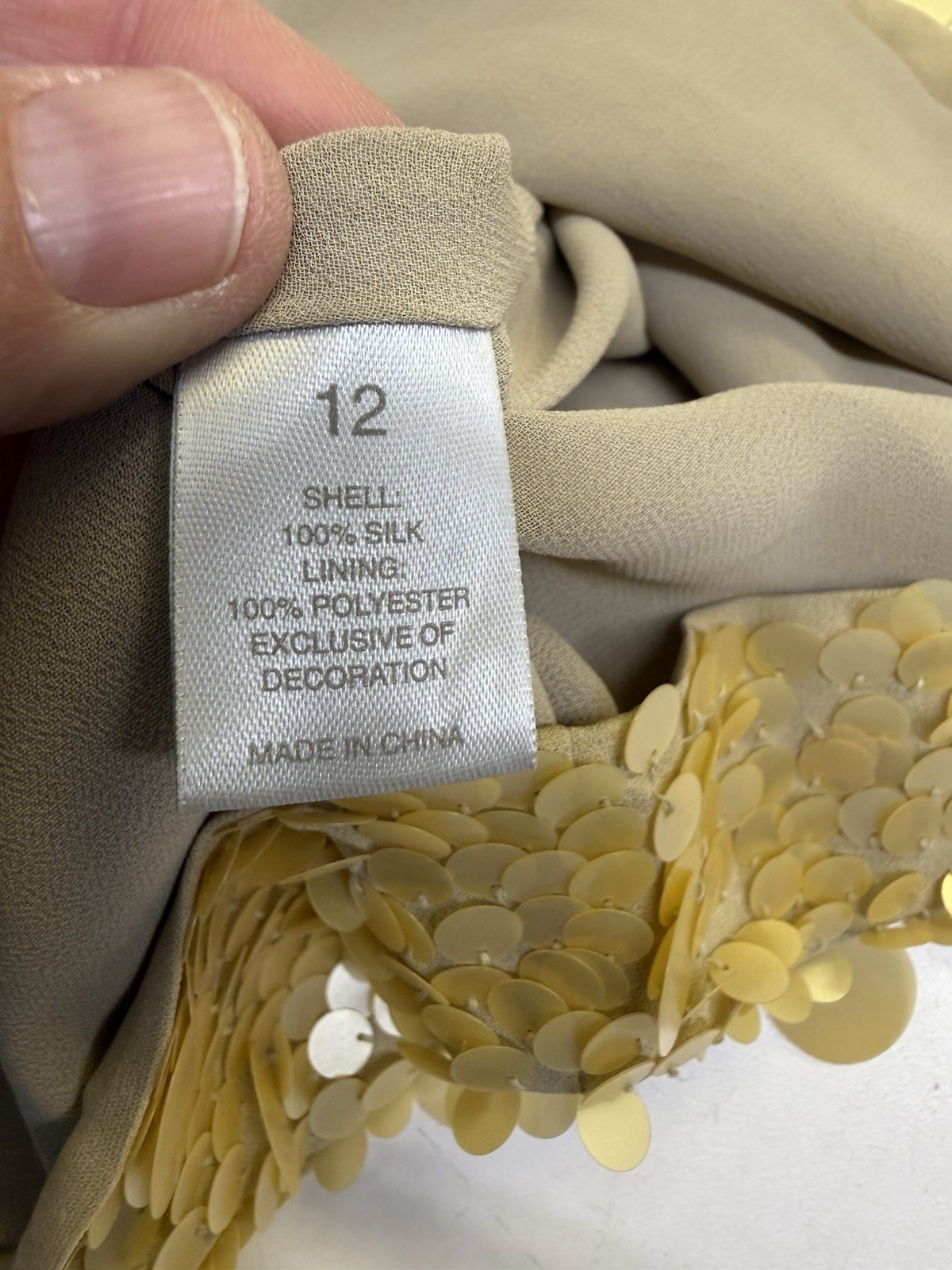 Rare Y2K Vintage City DKNY Gold/Ivory Camisole Paillette Top Women’s Sz 12
