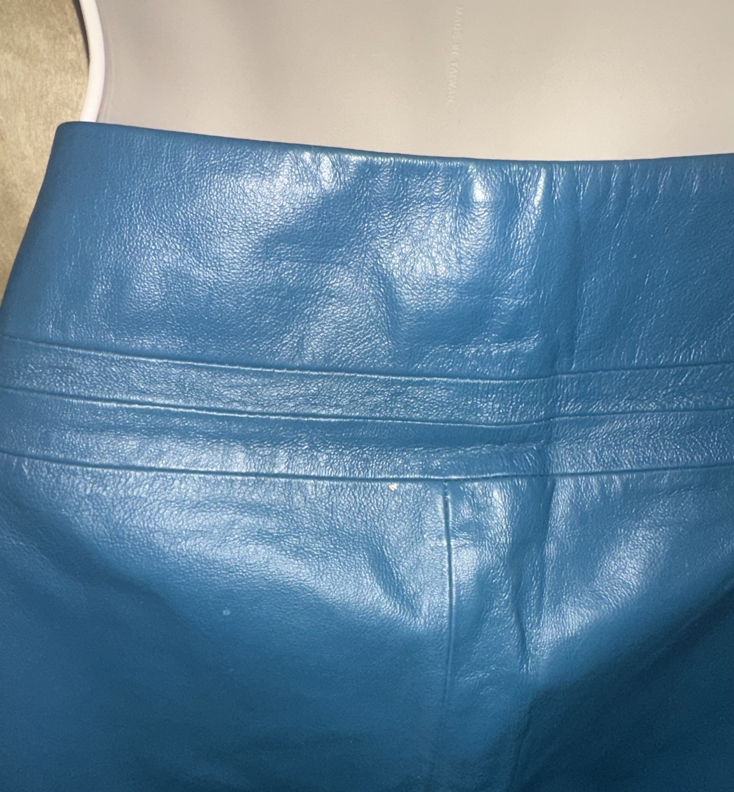Lot 2 80s/90s Vintage Leather Teal/Silver Pencil Skirts 6,Liilie Rubin/Carabella
