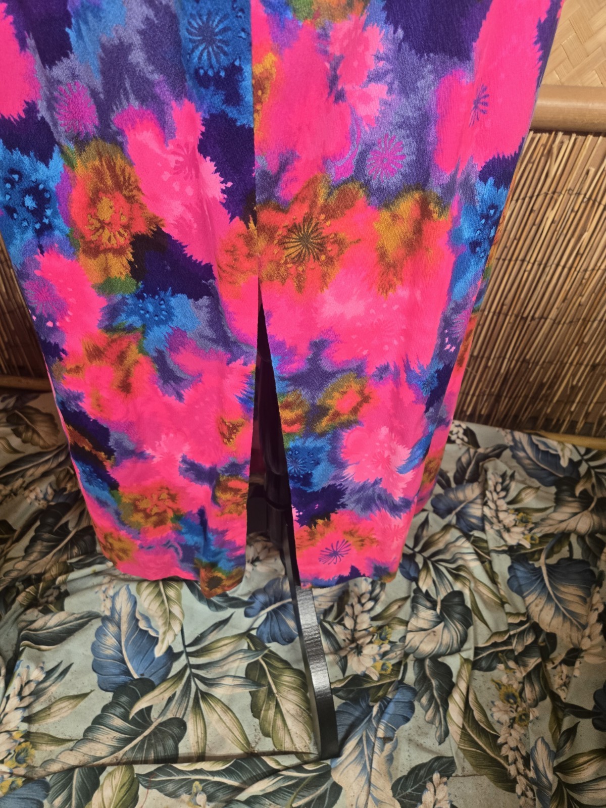 Vintage Gallant Of California Hawaiian Styled Barkcloth Maxi Aloha Dress w1155