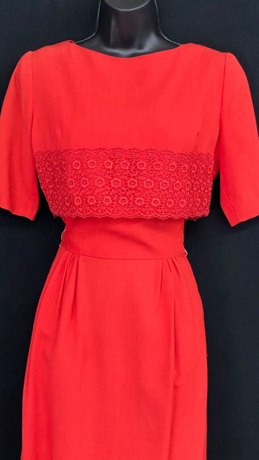 Vintage red 1950s dress set, short sleeve, sleeveless sundress bolero, pin-up XS