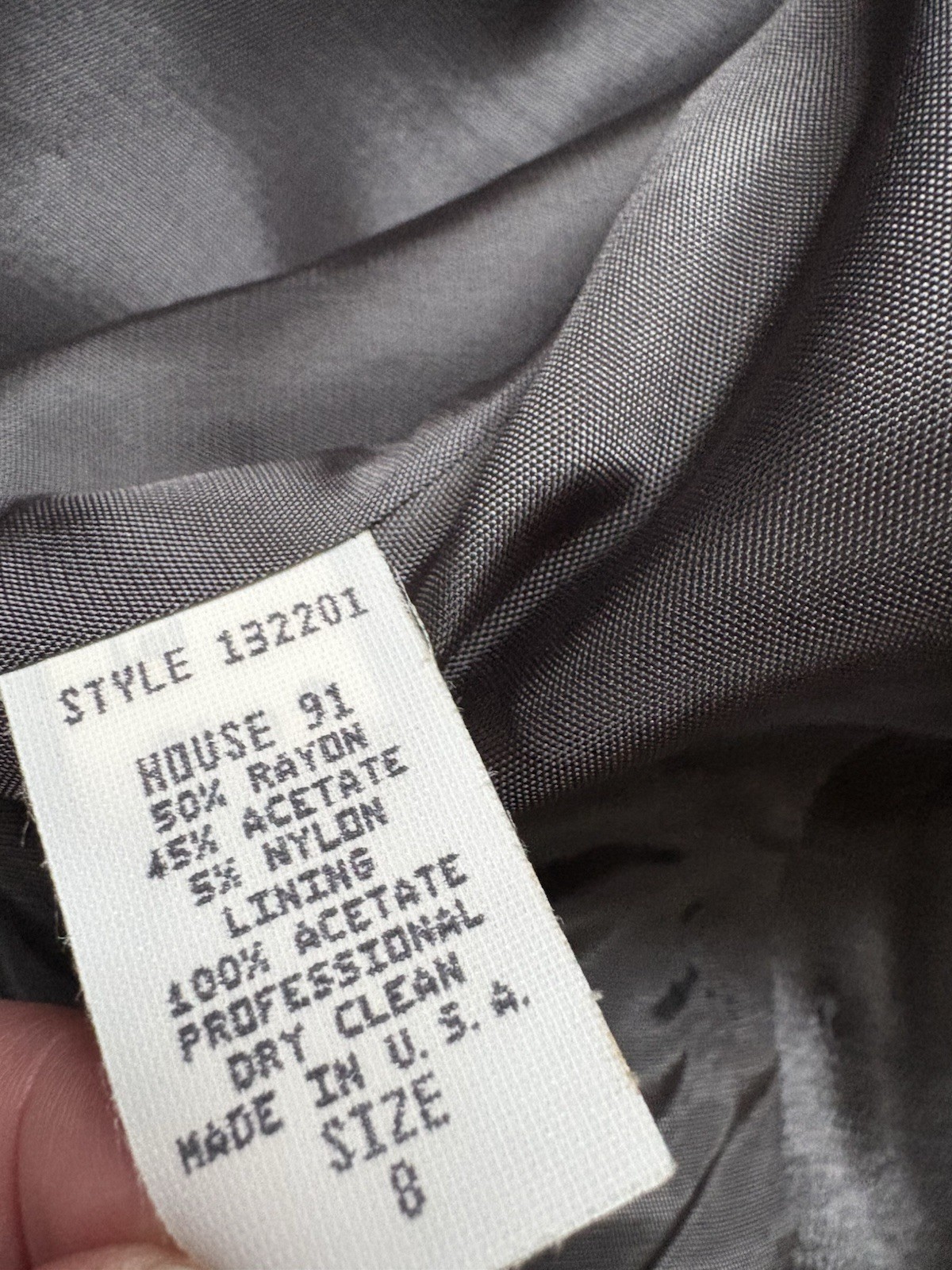 Vintage Mary McFadden Suit Silver Tuxedo Pantsuit Blazer Pants Size 8 “House 91”