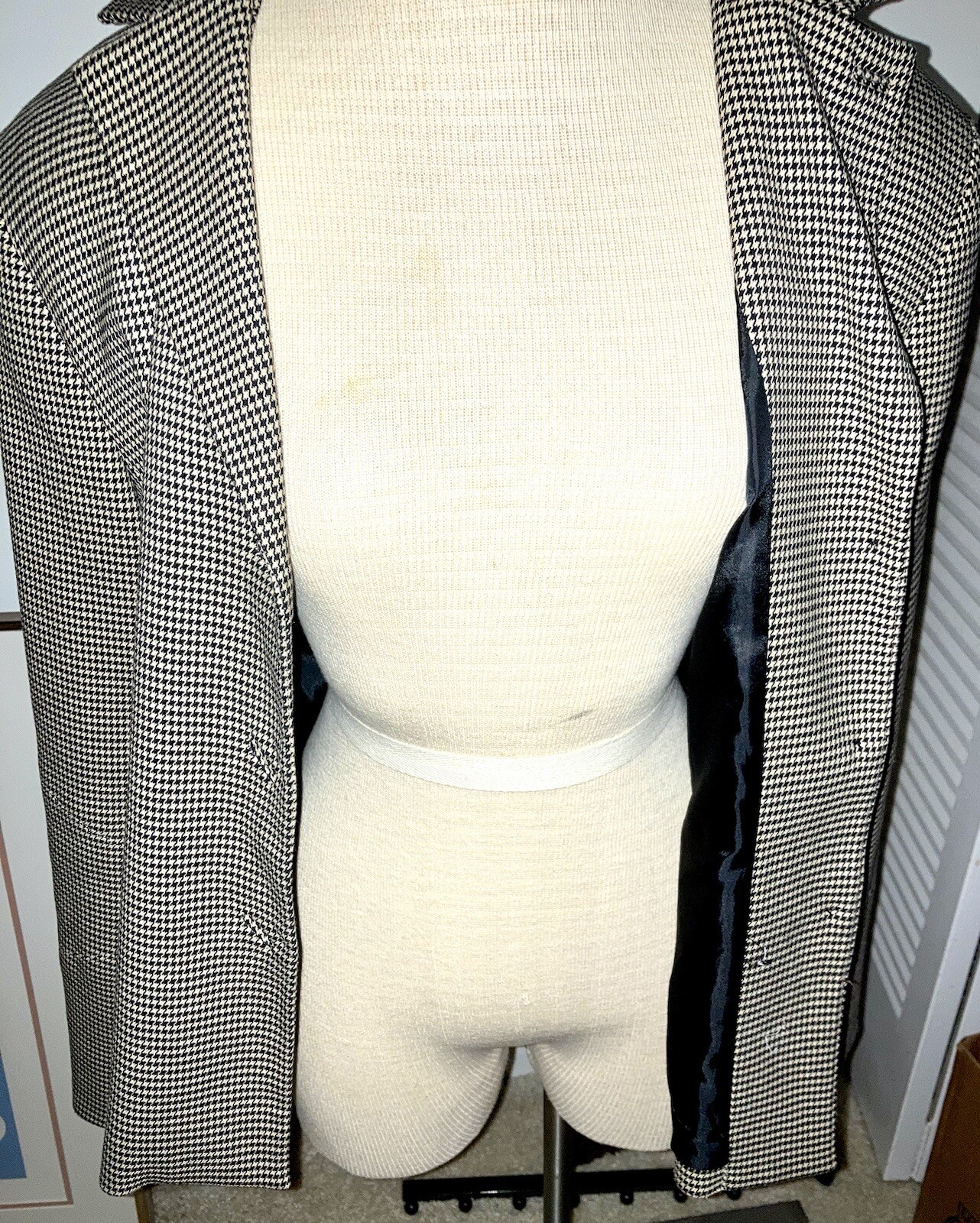 Classic Bill Blass Suits Tiny Houndstooth Cropped Jacket/Poly/Ray/Spandex/Sz 12