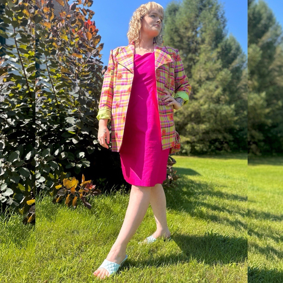 Vintage Y2K 1990s Handmade 3 Piece Silk Dress Set Size 12/14