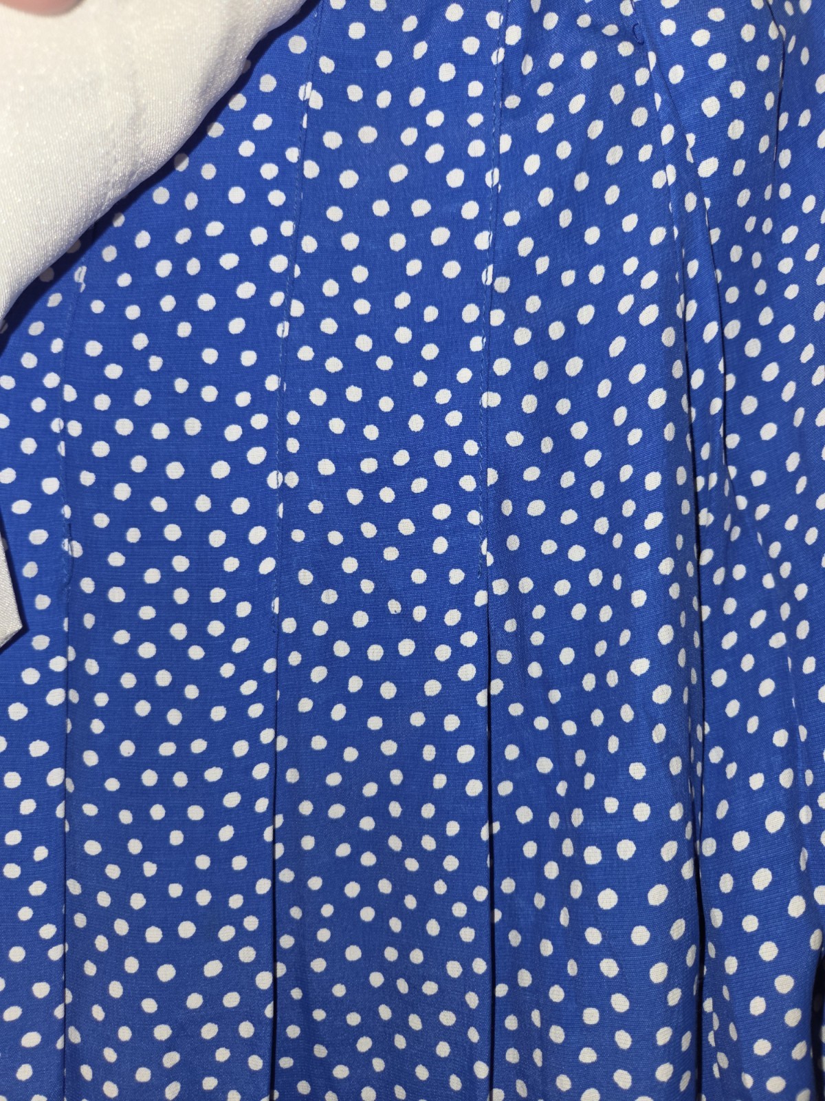 Vintage 80’s Jane Schaffhausen Belle France Blue And White Polka Dot Dress. 8