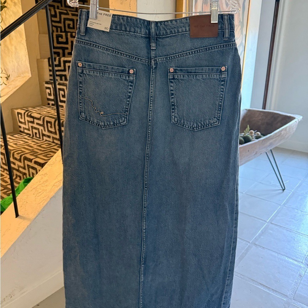 Free People $128 We The Free Maxi Denim Skirt Size 30 (size 8 or 10) NWT