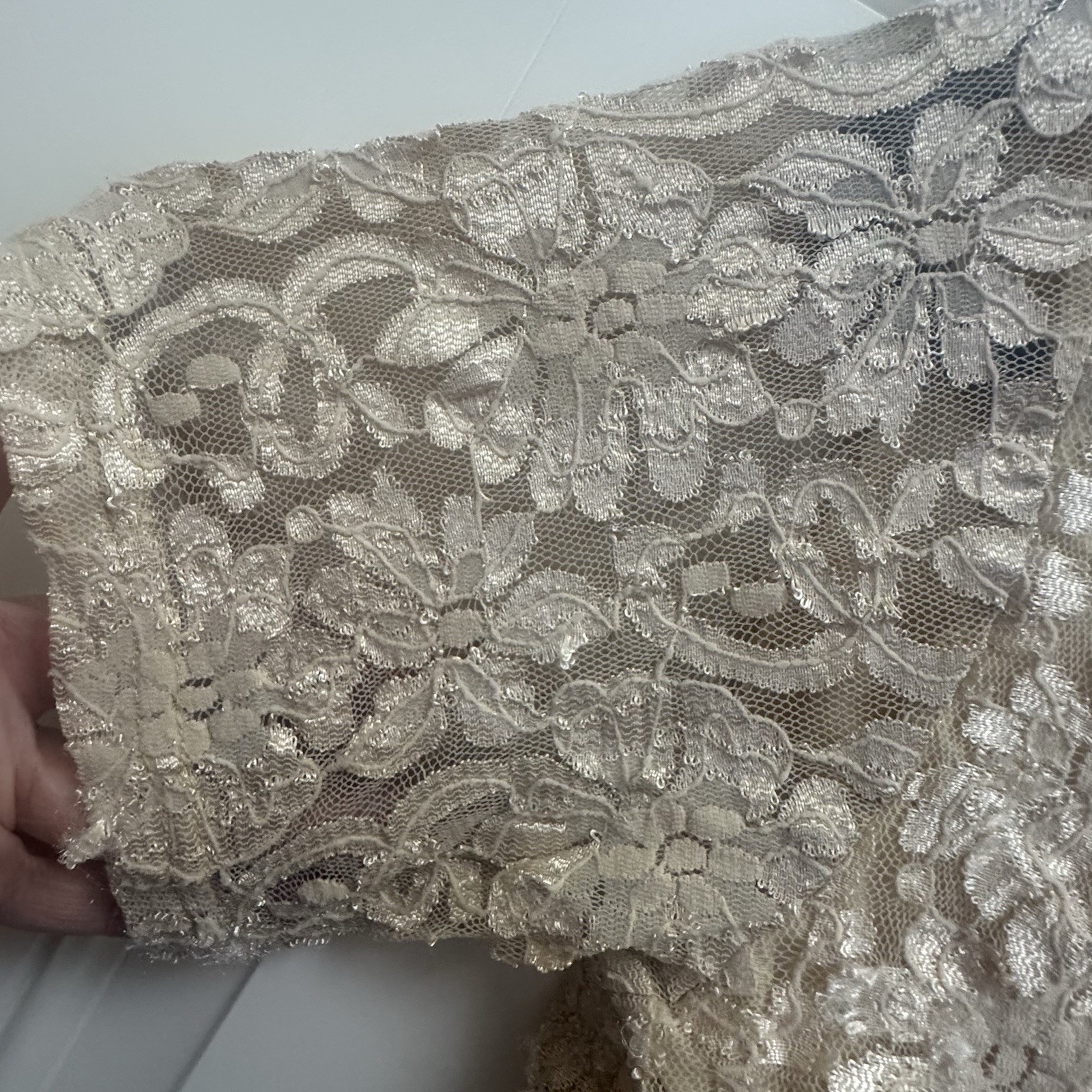 Vintage Mesh Lace Blouse Impressions Of California Sz S Cream Tan Elegant Floral