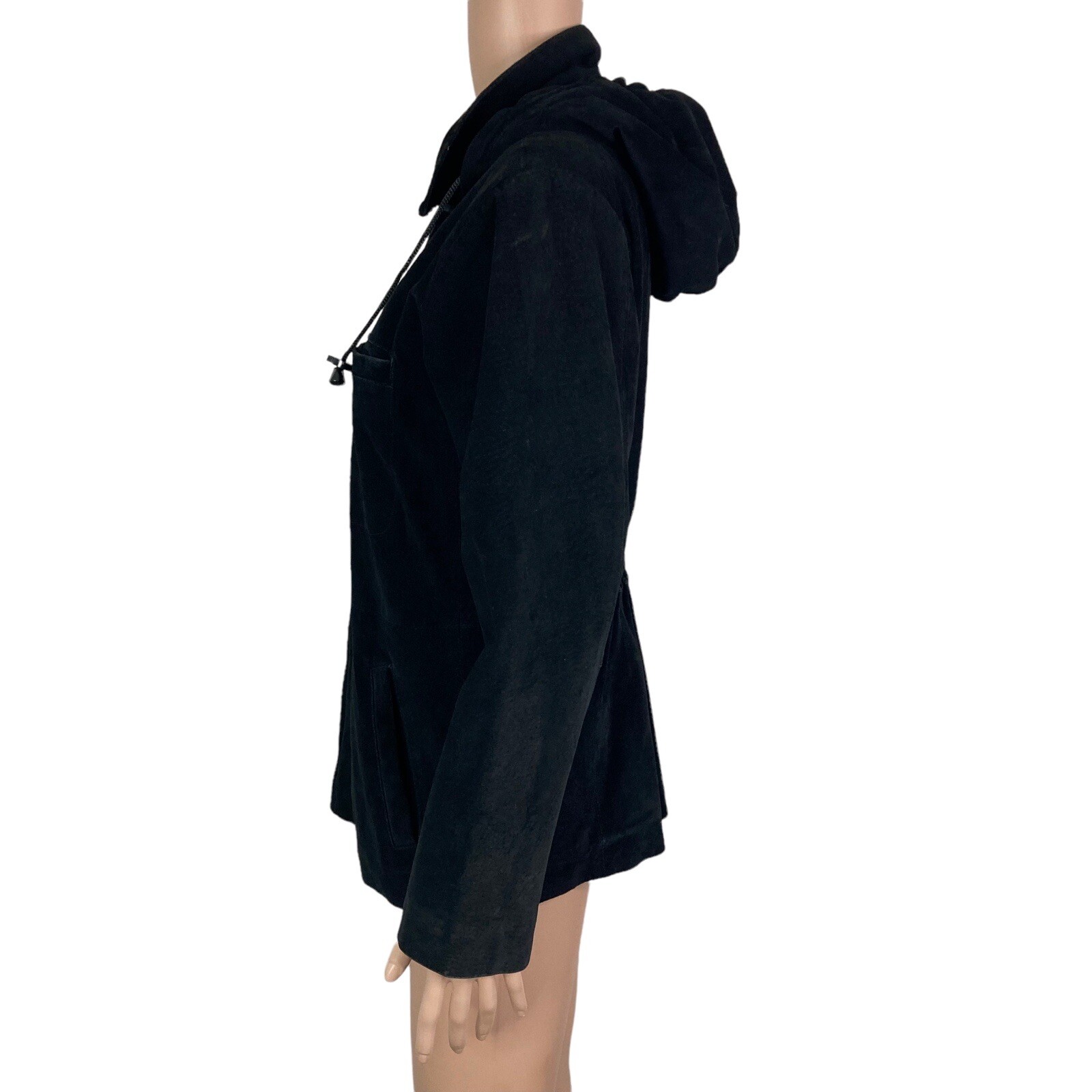 Vintage Maxima Wilsons Leather Suede Overcoat Women’s Medium Black Hooded