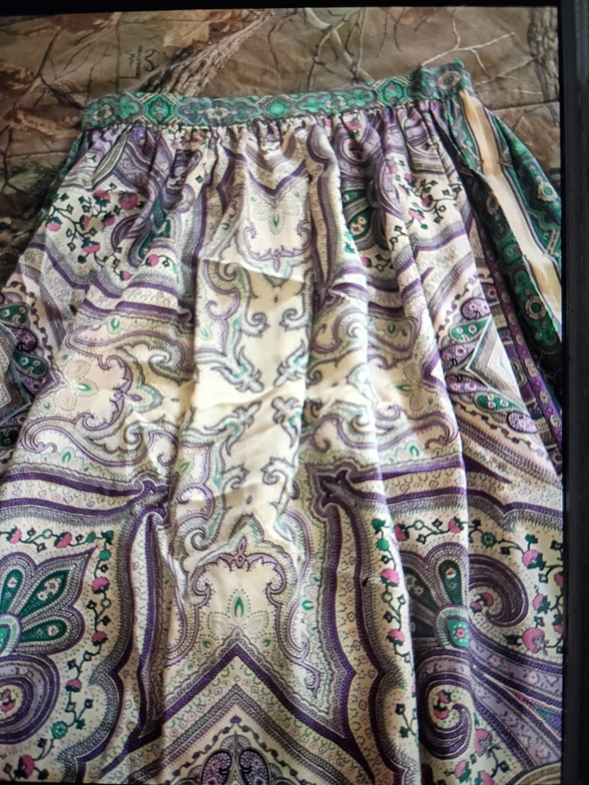 Vintage 1970s Samuel Robert Peter Hatsi Androu Paisley Silk Scarf Skirt Size 10