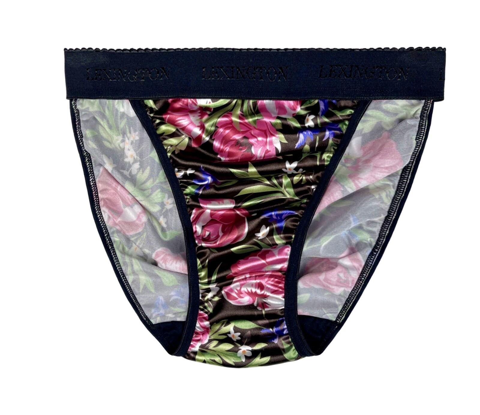 Rio Second Skin Satin Panty Wide Waistband Rose Floral Print XL