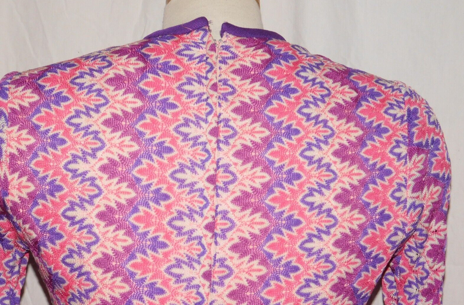 VTG 60’s NU MODE DRESS MOD Pink Purple Bold Psychedelic ZigZag Belt sz S