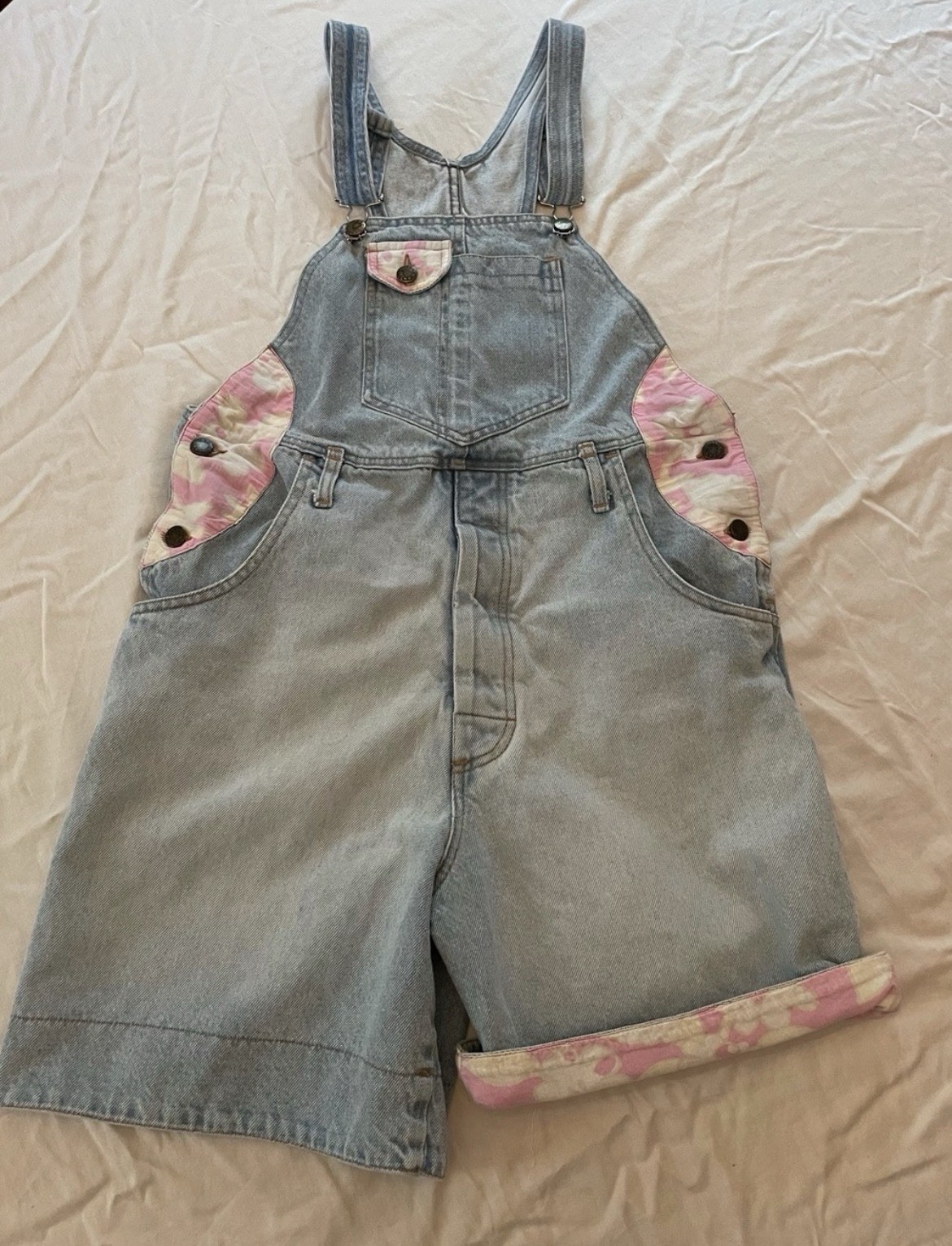 Vintage/ Deadstock Zeppelin Denim Overall Short W Floral Trim