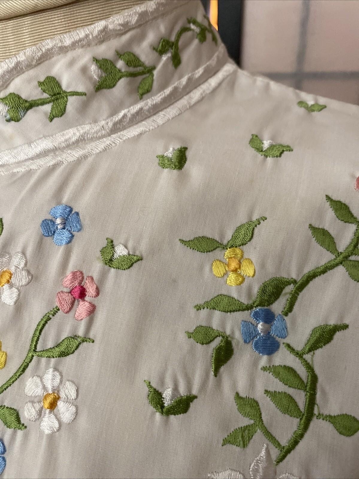 Chuchi Phillipines VTG 50/60s Intricately Embroid’d Floral Blouse Wom Estim S/M