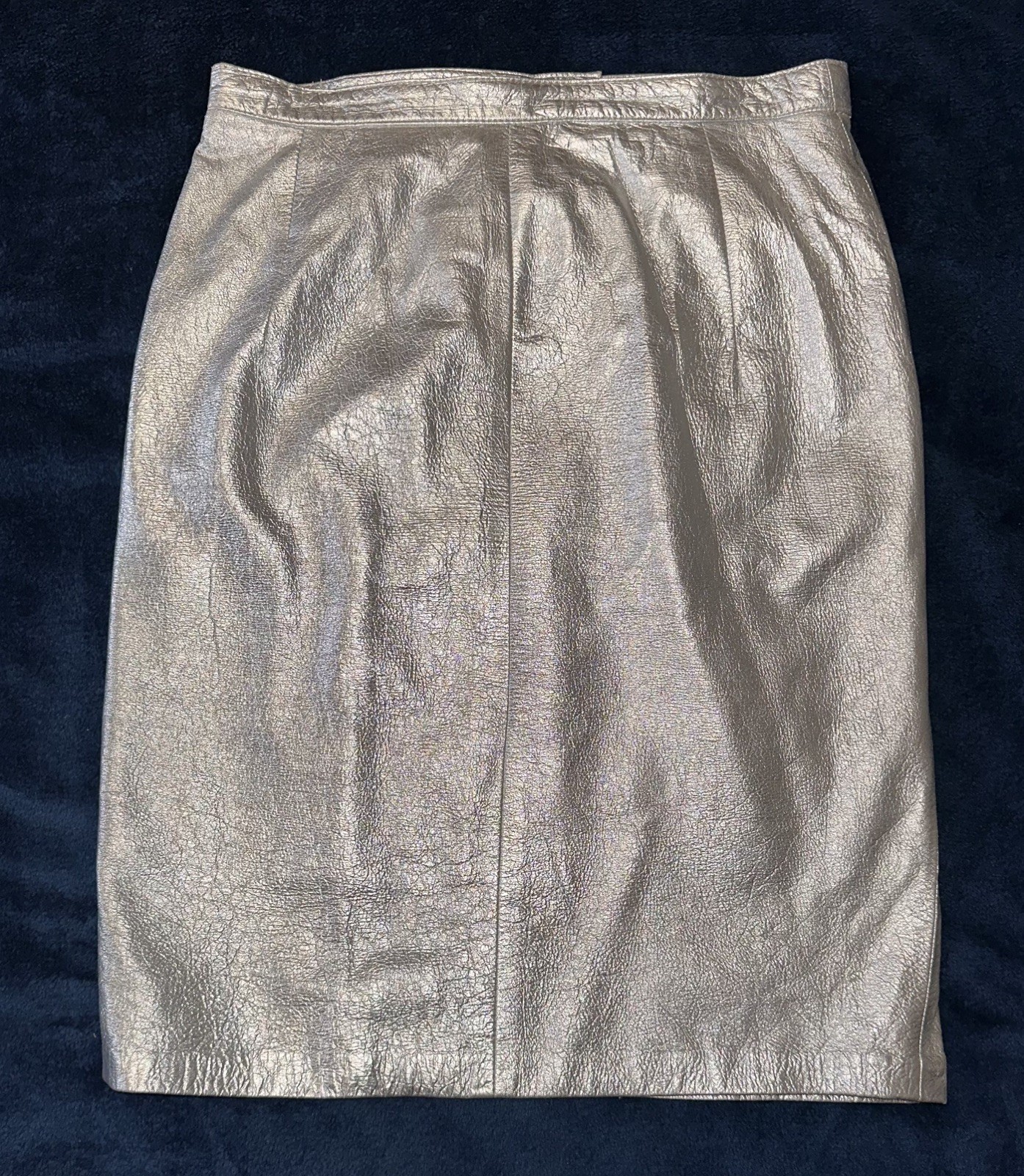 Lot 2 80s/90s Vintage Leather Teal/Silver Pencil Skirts 6,Liilie Rubin/Carabella