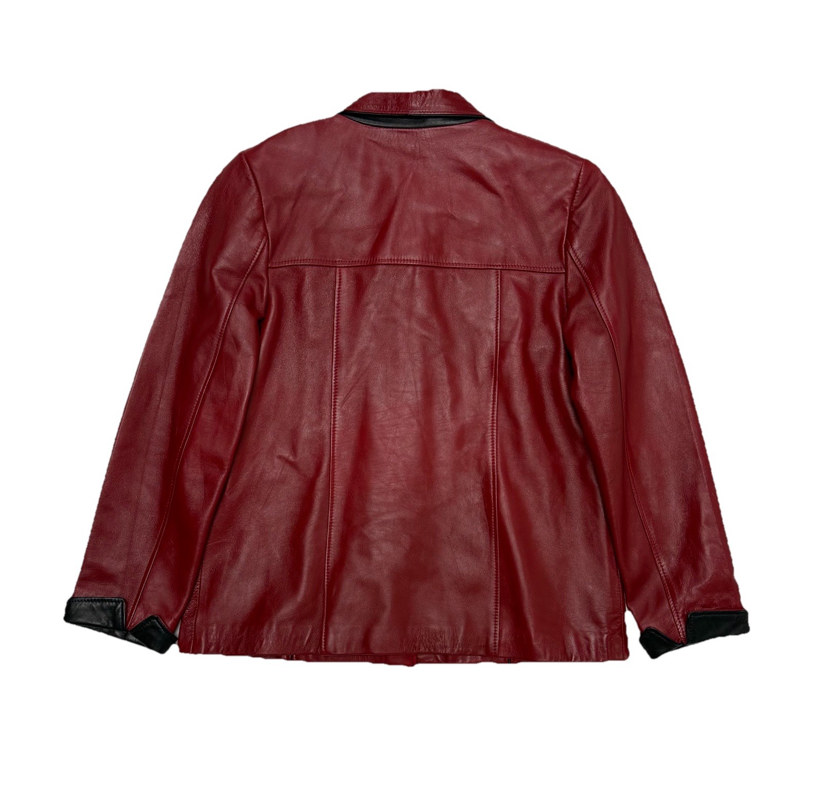 Vintage Red Leather Jacket With Black Lining Size M French Brand Red Skins
