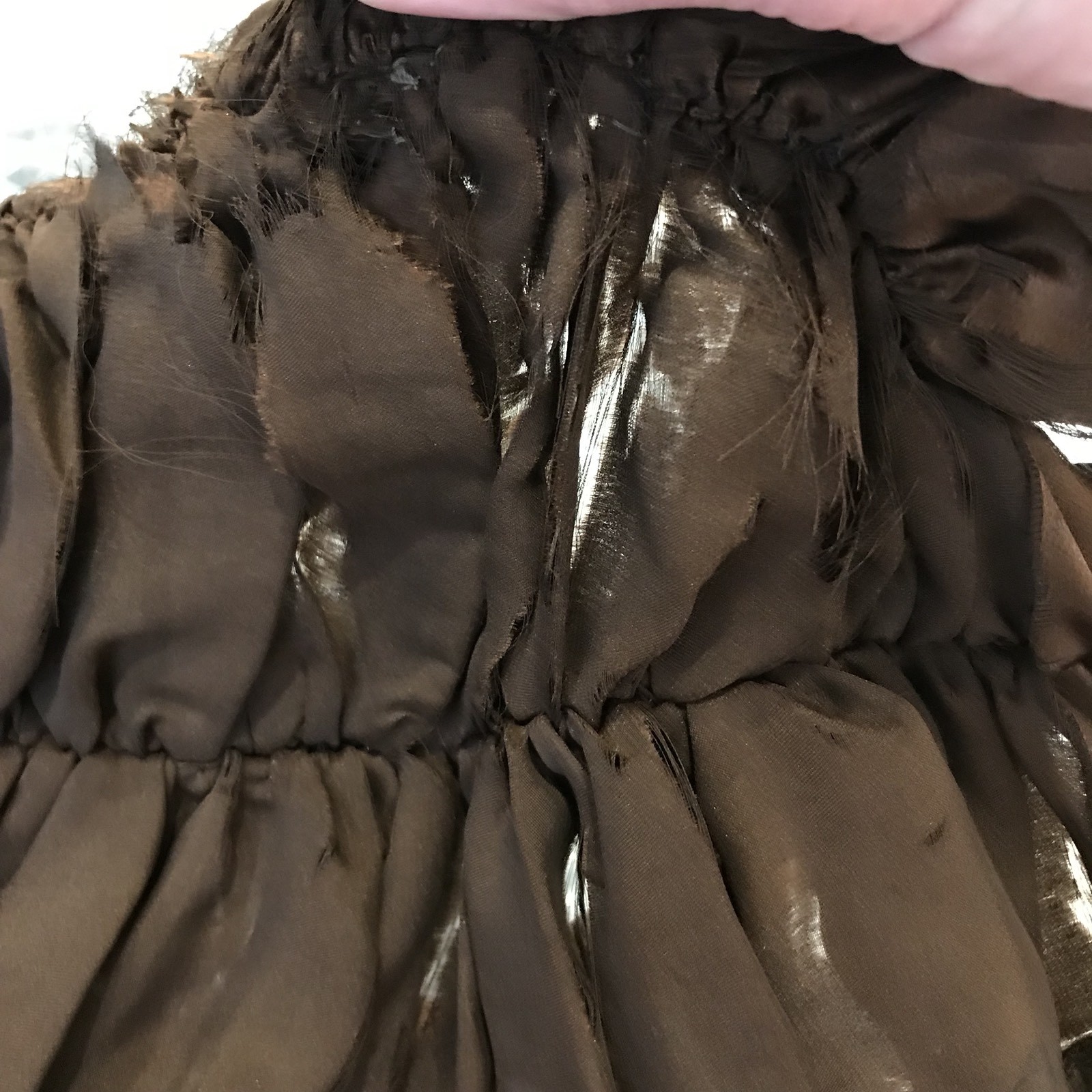 Vintage 30’s Women’s Brown Satin Dress Long Sleeve Matching Cape Macrame Conmar