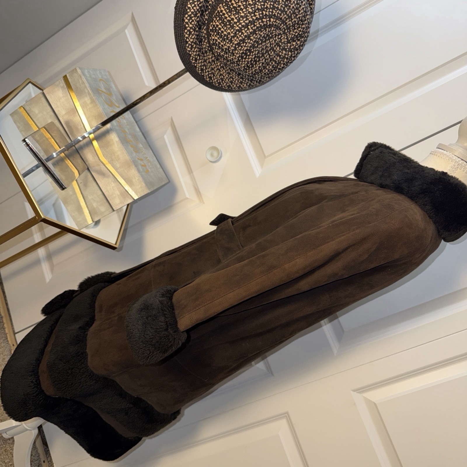 Vintage Union Maid 60S Suede Shearling Penny Lane Brown Coquette Button Coat