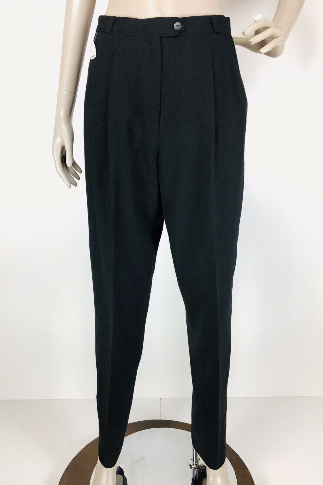 Alberto Makali Women’s Black 100% Wool High Waist Pleated Vintage Trouser Size 8