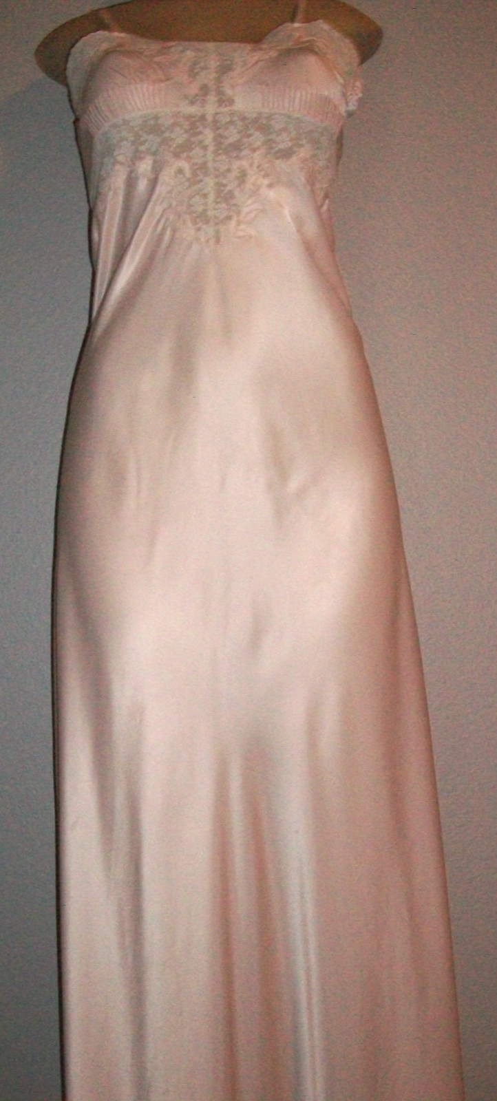 Vtg Pink Acetate Satin Long Nightgown S