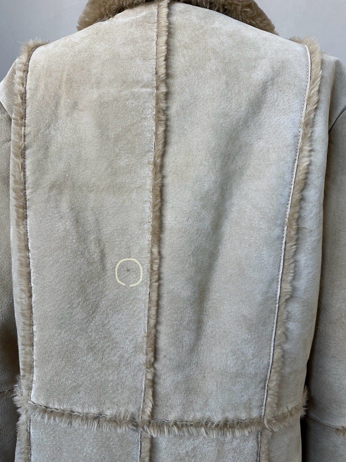Vintage 70s style Hippie Faux Sheepskin Genuine Leather Long Coat Women’s Large