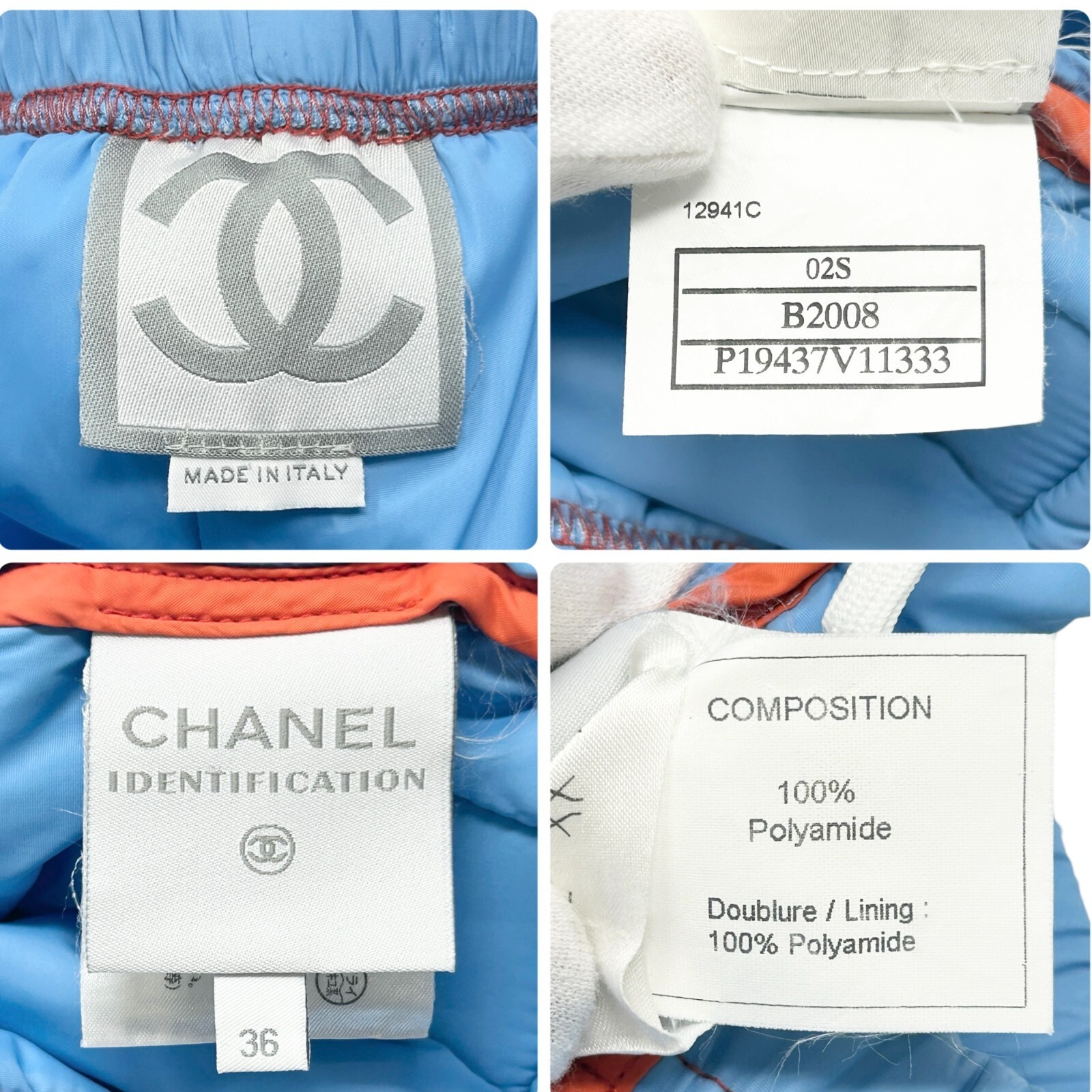 CHANEL Sport Vintage 02S CC Logo Short Pants #36 Shorts Blue Orange Polyamide