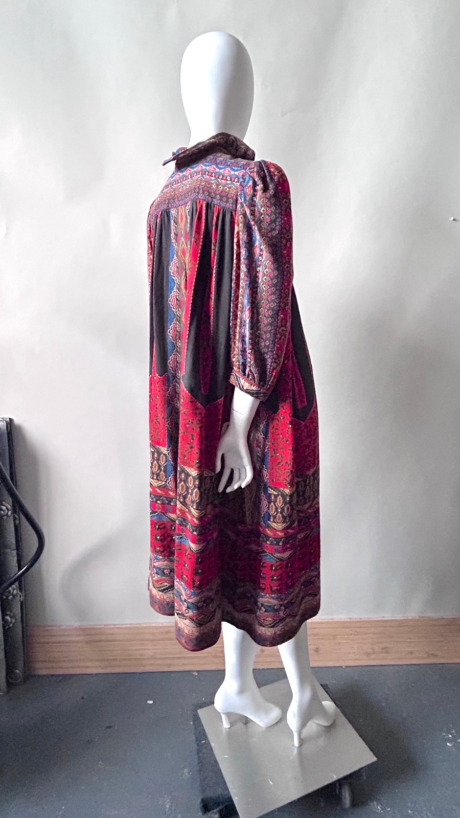 Vintage 1970s 80s Jackie Bernard EKLEKTIC Ruffle Midi Dress Boho French Country