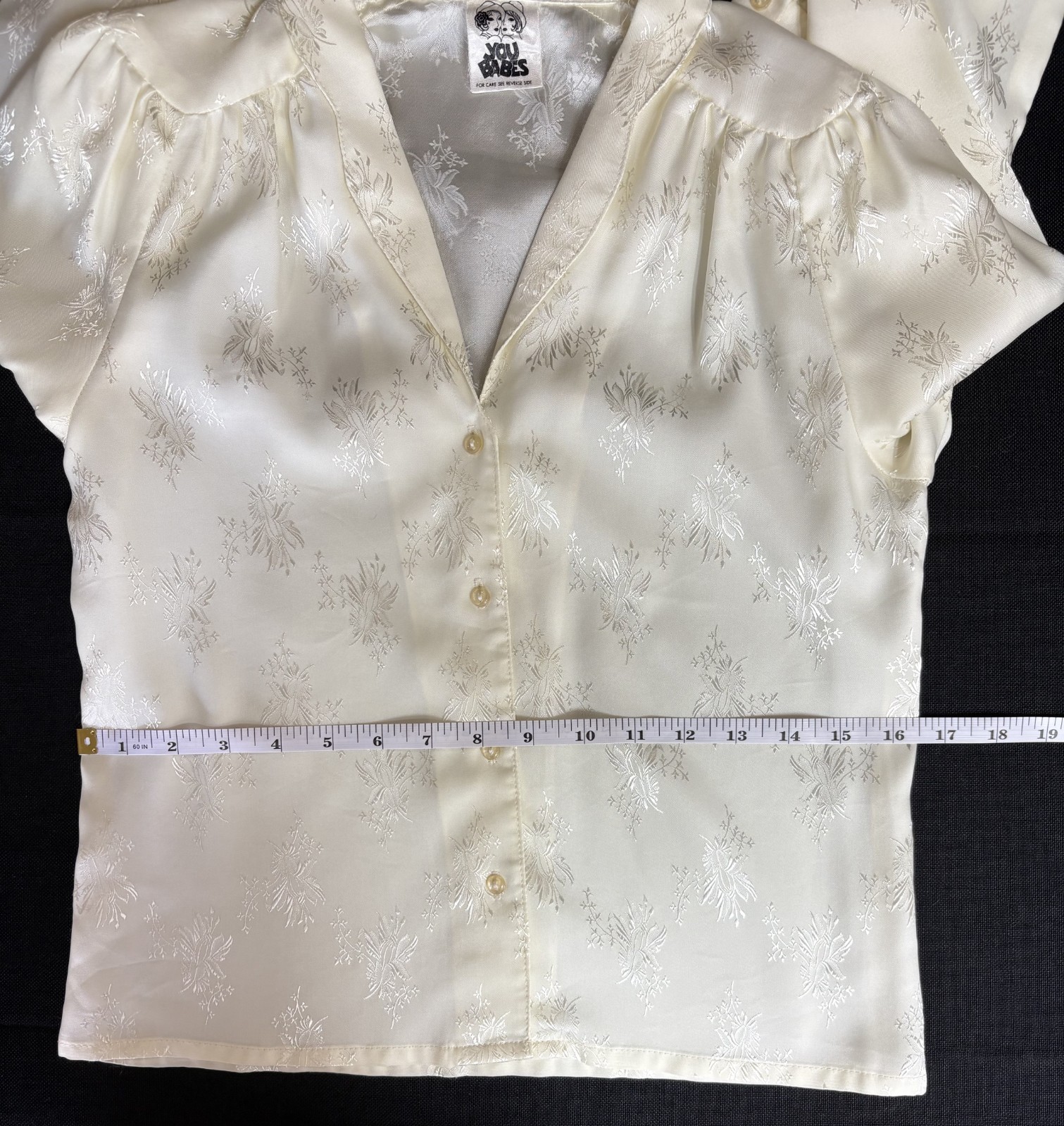 Vintage Ivory Jacquard Blouse Cottagecore Romantic Boho Long Sleeve You Babes