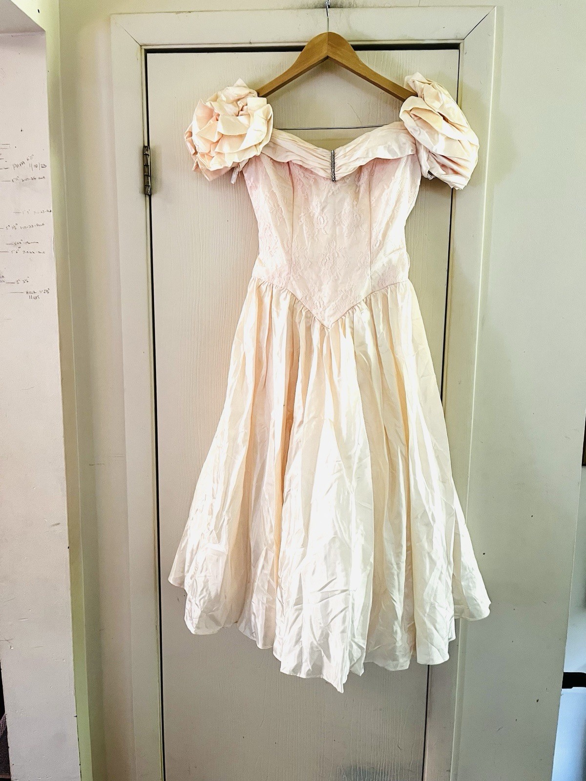VTG Fairycore Ethereal Lace Wedding Party Coquette Taffeta Prom Dress Xs Flaw