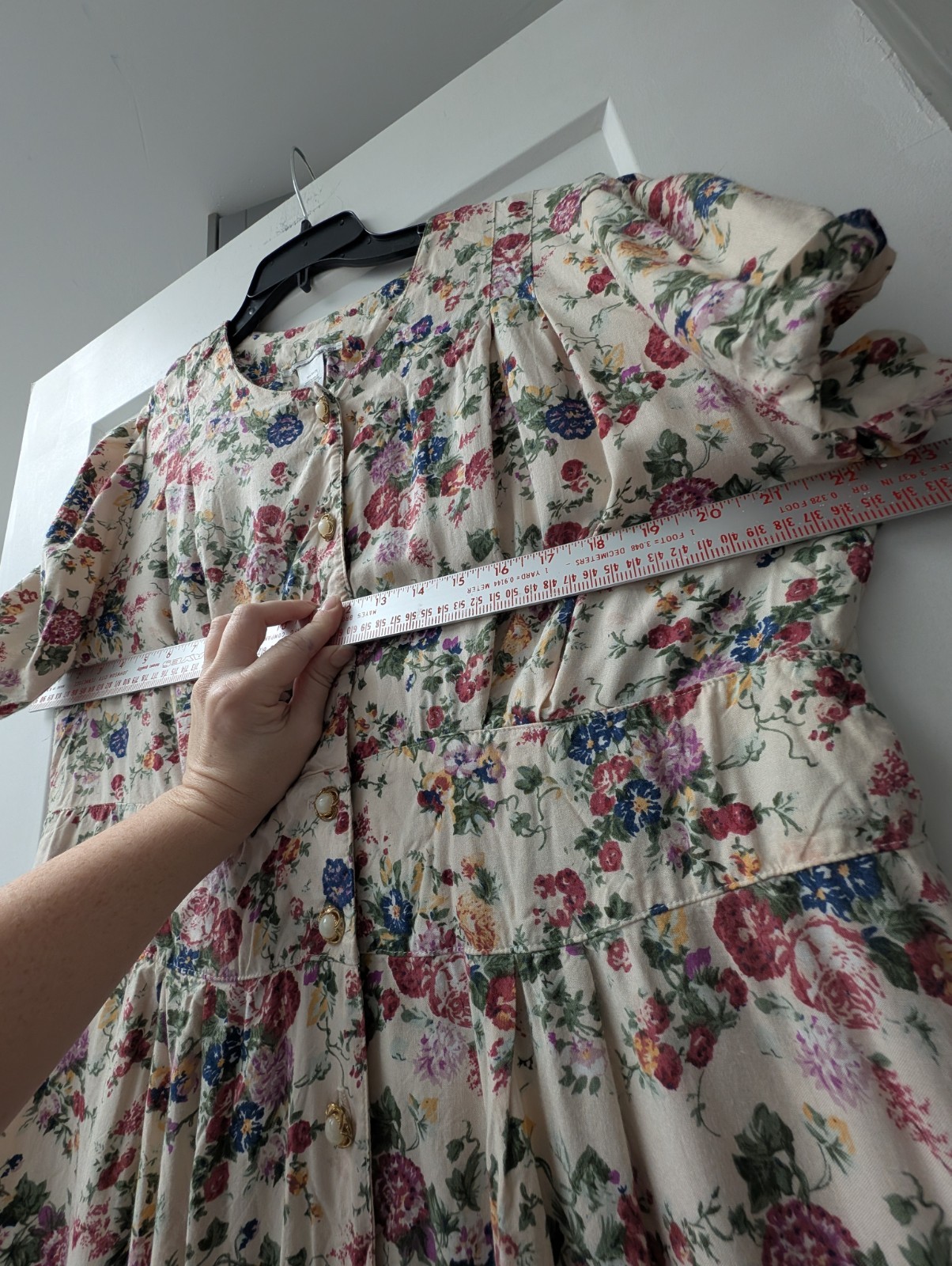Vintage Floral Dress Buttons 1980’s 1940’s Size 12 Wartime Lindyhop Medium Large