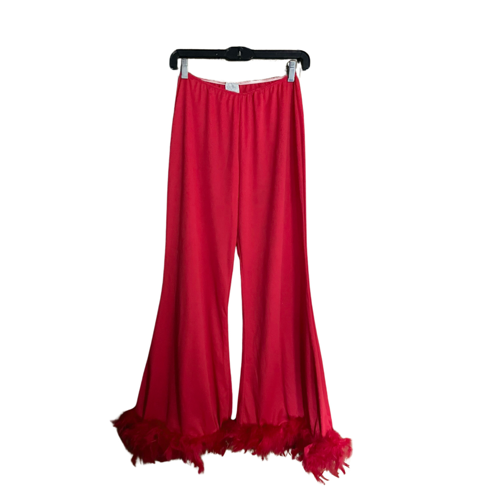VINTAGE Red Feather LINGERIE Pants Wide Flare Leg Size Sm/M
