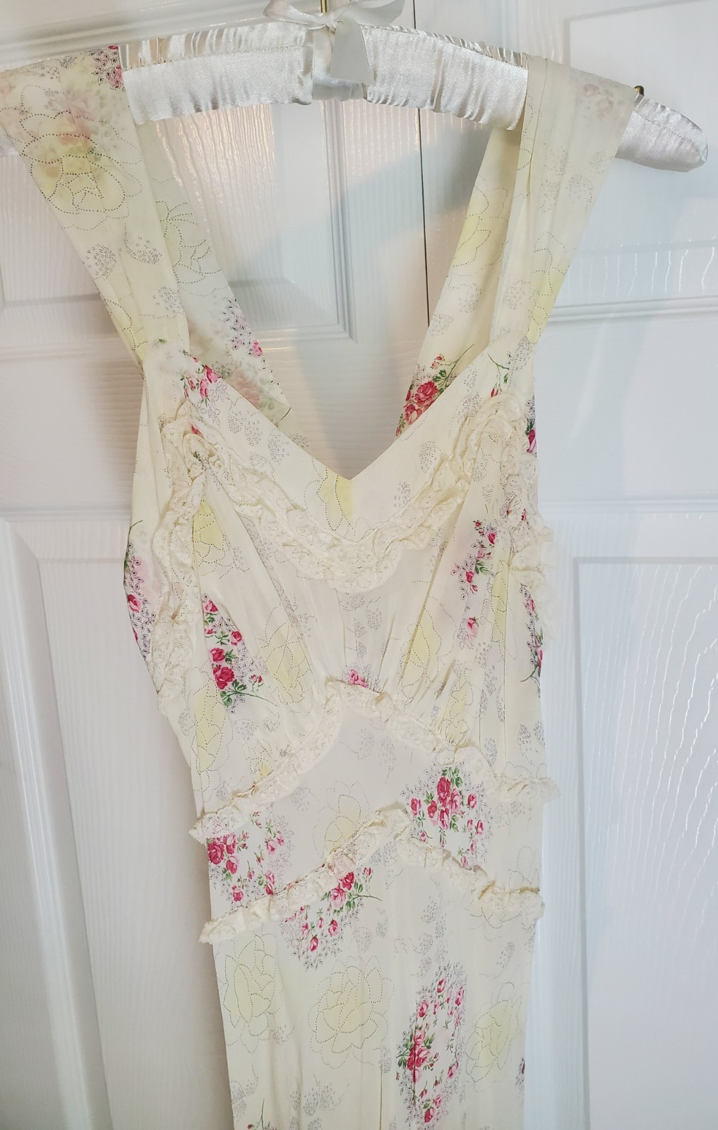 Vintage Trousseaux by Terris Floral Chiffon Gown & Robe Set Lace Empire Waist