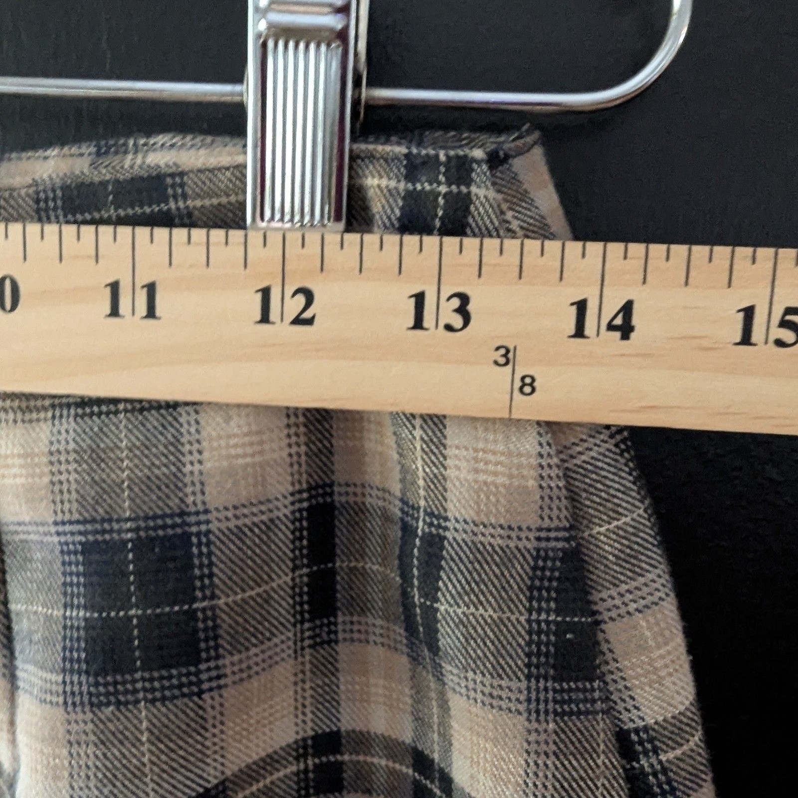 Vtg 90s Plaid Pencil Skirt Dark Navy Tan Lined Office Classic Preppy Academia