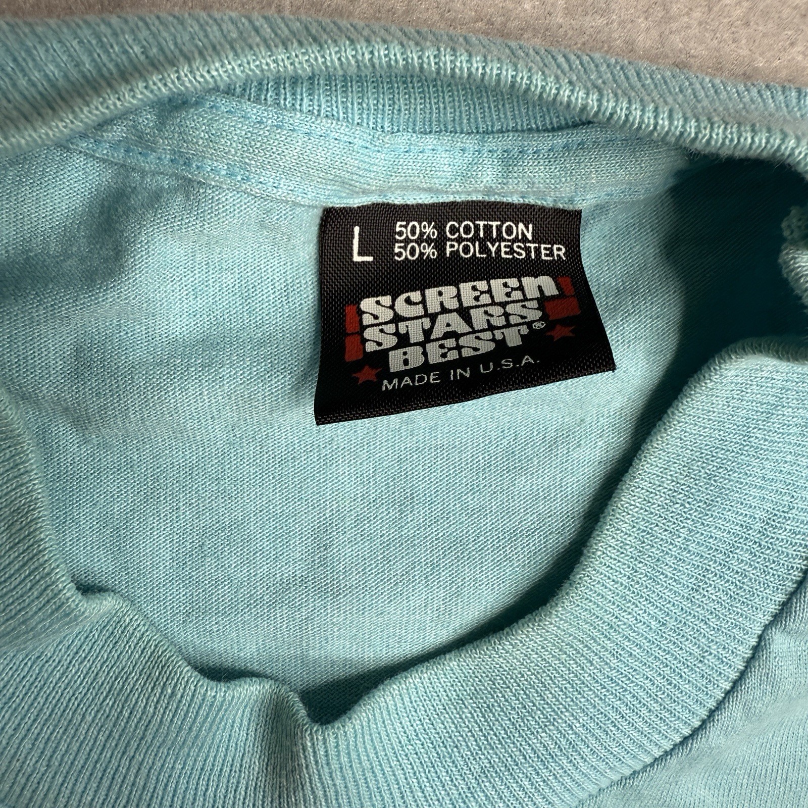 Vtg 80s 1988 Screen Stars Reno Tahoe Bunny Rabbit Blue Cotton Shirt Size Large