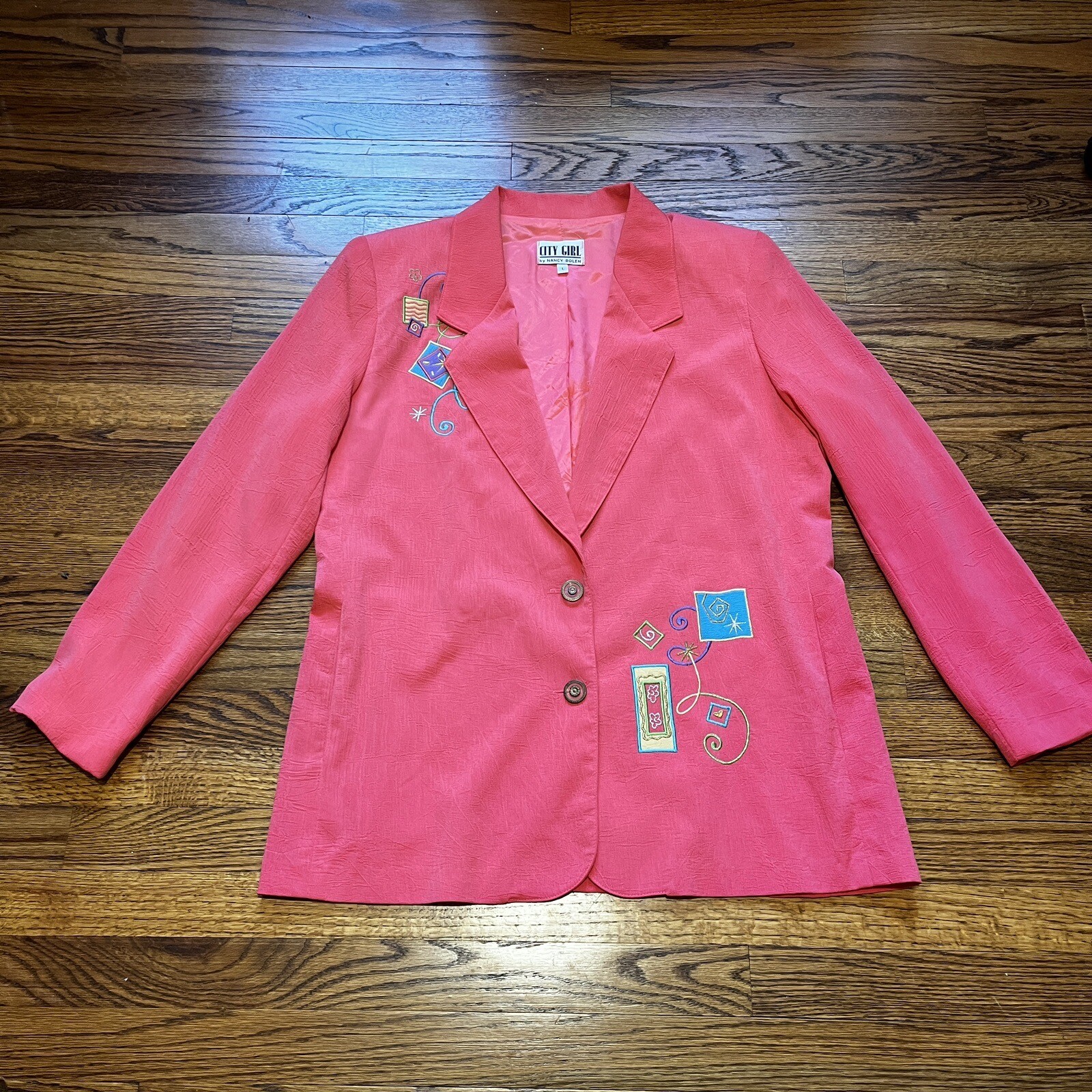 VTG City Girl By Nancy Bolen Blazer Hot Pink Women’s L EUC