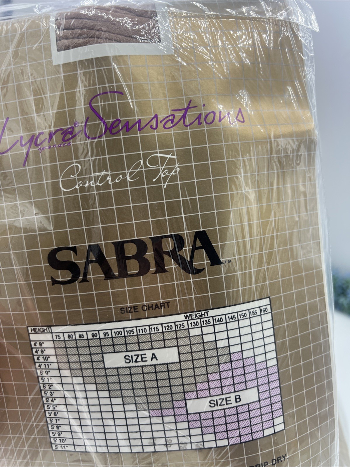 2 VTG Sabra LycraSensations Pantyhose Size A Beige Cotton Crotch Sandalfoot