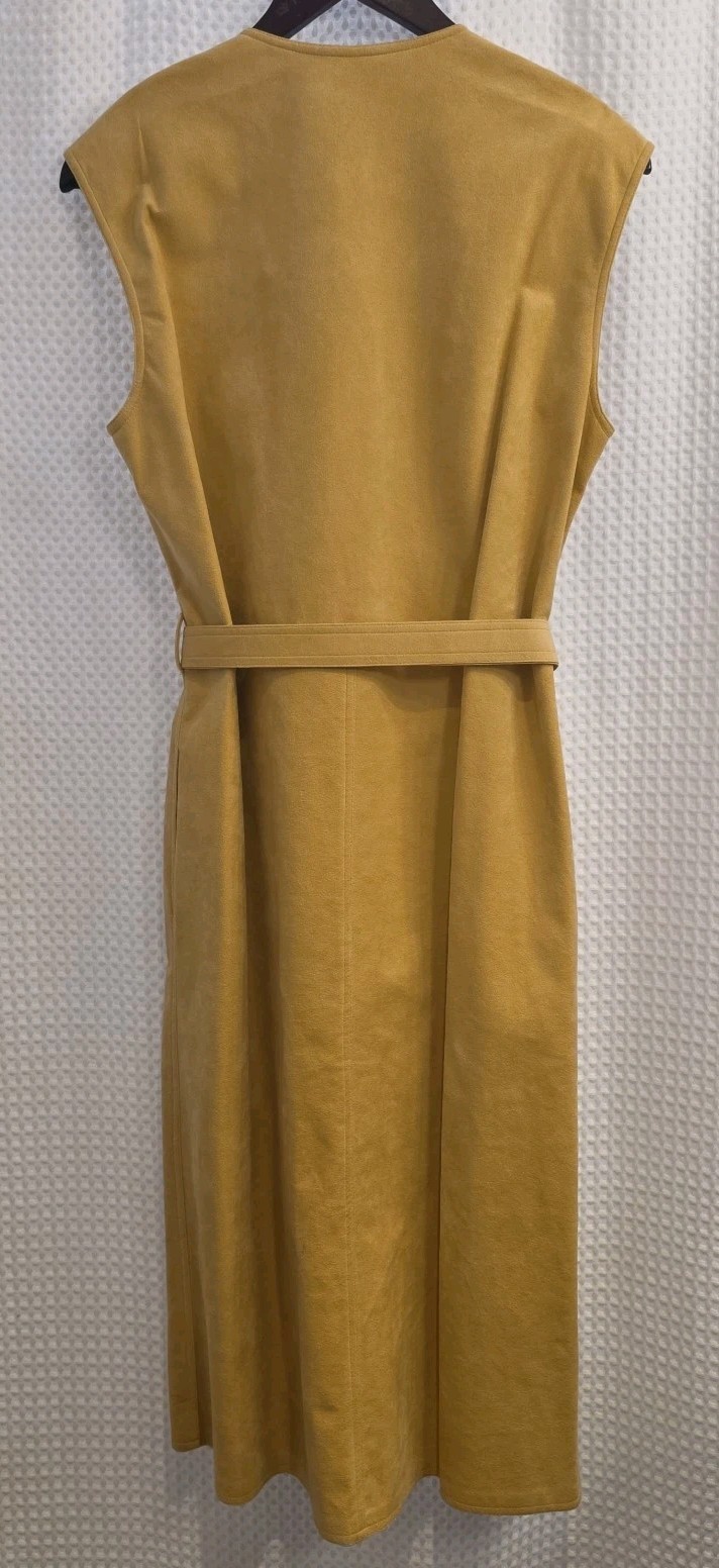 Vtg Rare Designer Count Romi Ultra Suede Midi Dress Tie Belt Beige XL Women 14
