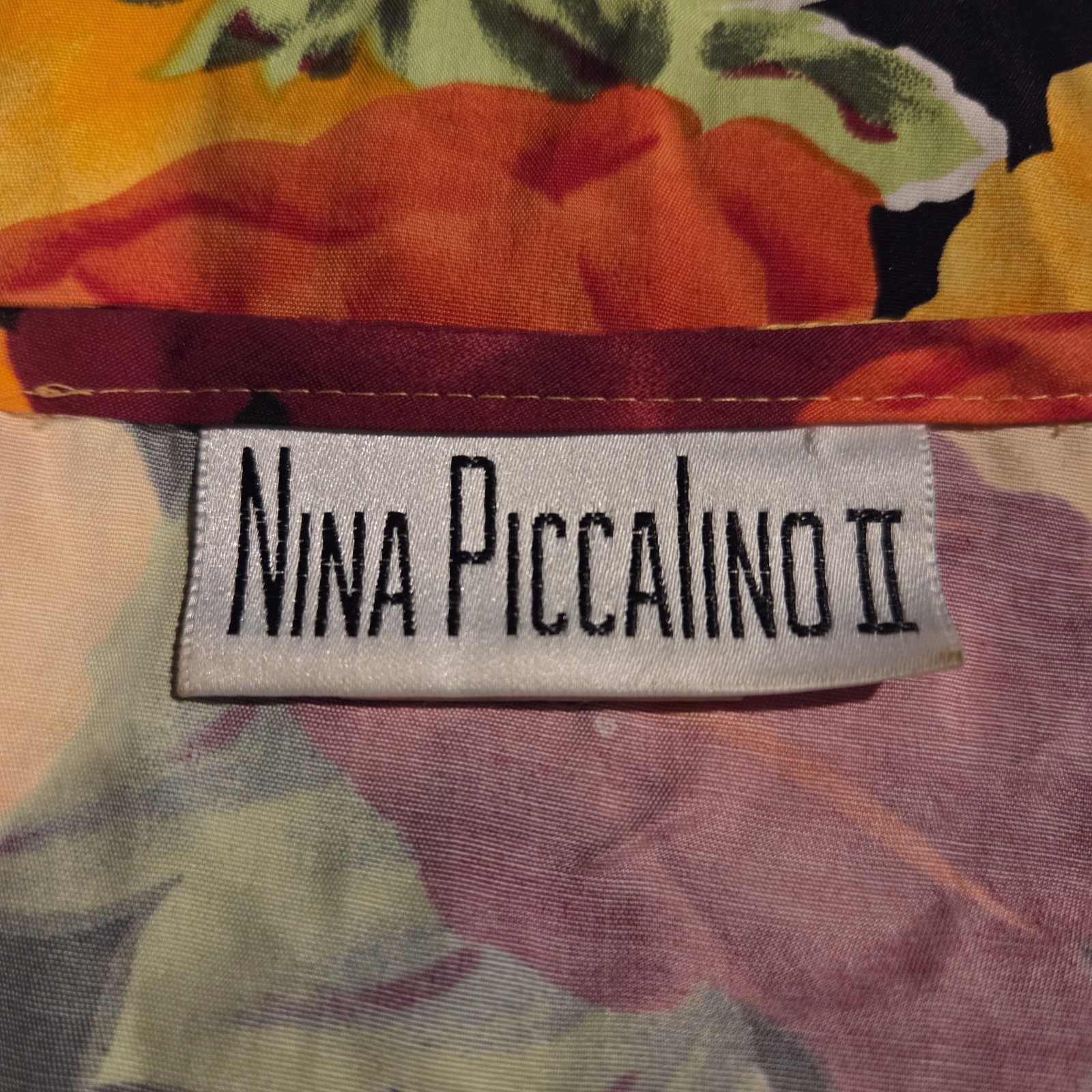 Vintage Nina Piccalino II Peplum Wrap Dress Hawaiian Tropical Fits Approx Medium
