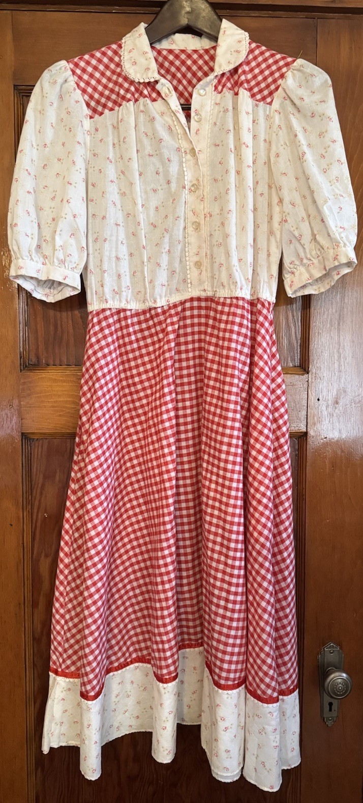 Vintage Candi Jones California Red Gingham Midi Dress Rockabilly Country Size 11