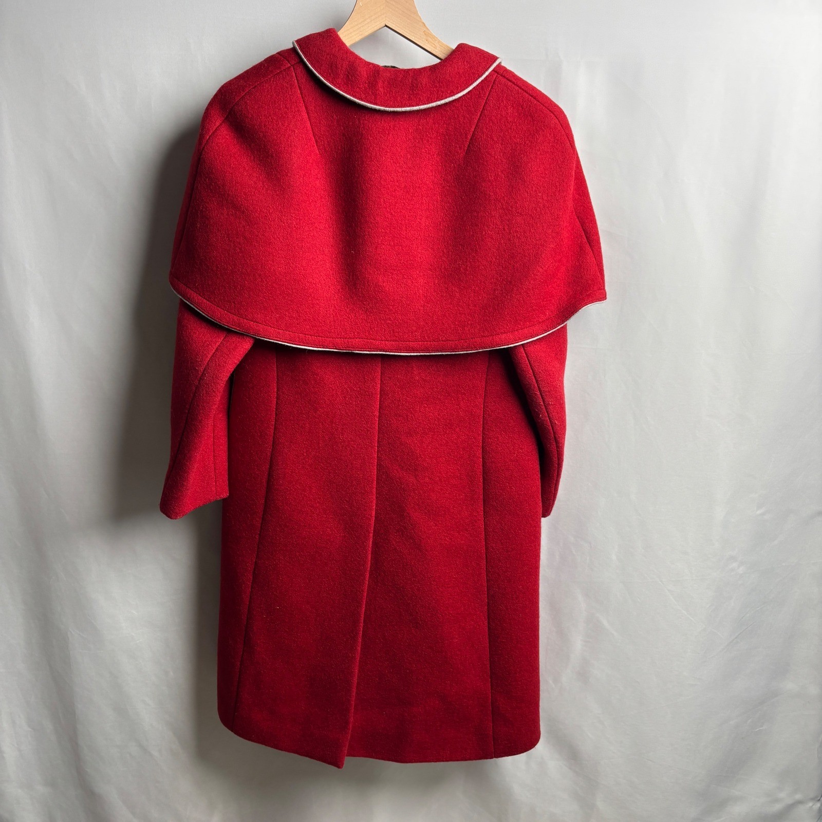 Vintage BOOS Austrian Style Red Wool Capelet Coat Cape Heritage Dark Academia