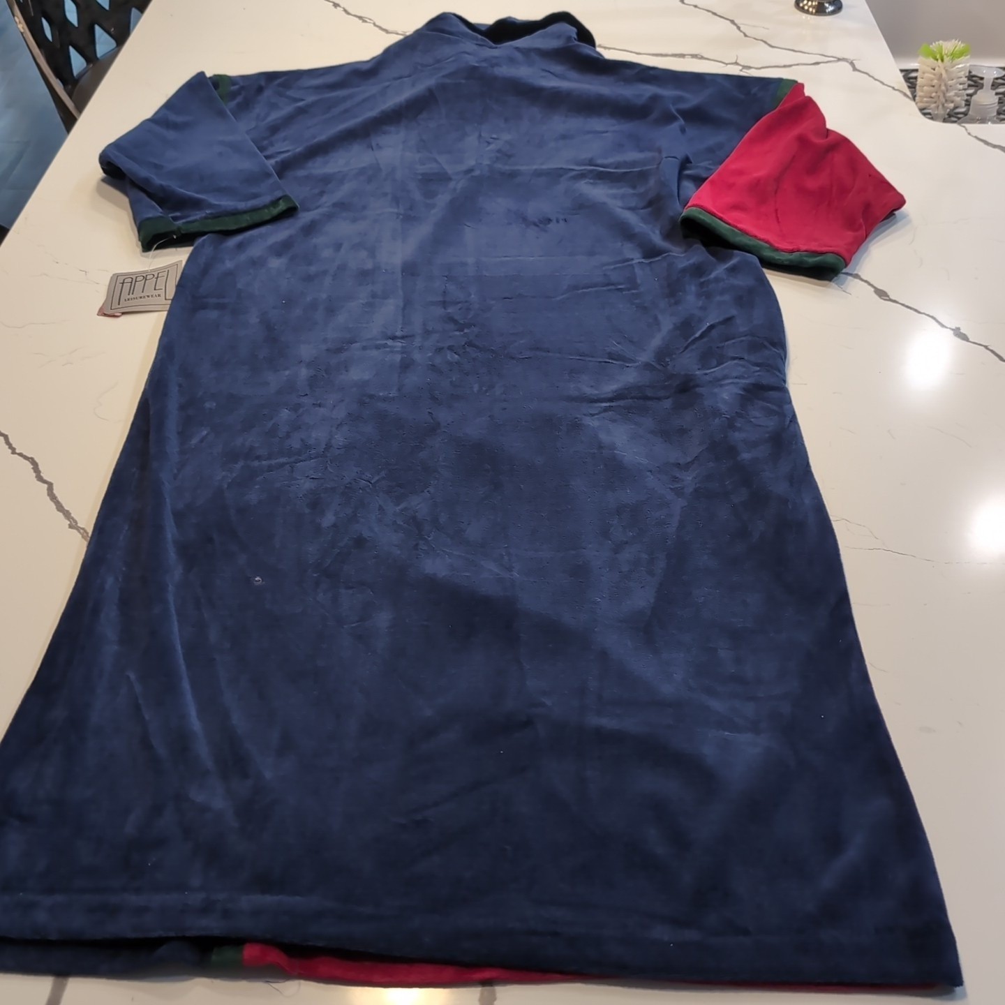 Appel Leisurewear Vintage Velour Colorblock Lounger Dress M Red Navy Green NOS