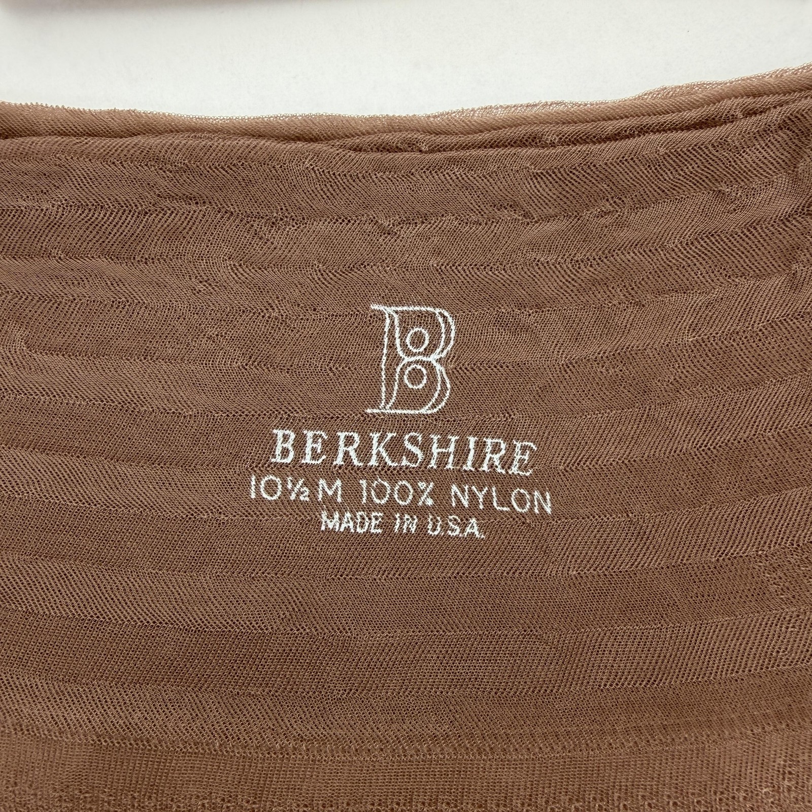 Berkshire Stockings Womens 10.5 Brown Nylon Sheer Action Top Made USA Vintage x2