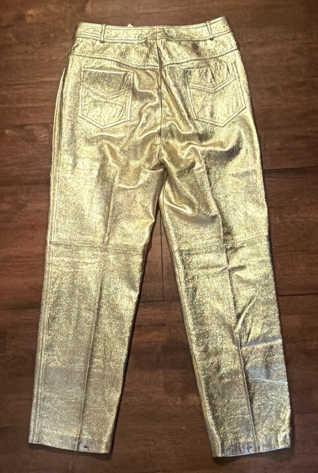Vintage Lillie Rubin Women’s Gold Leather Pants Flat Front Solid Regular size 12