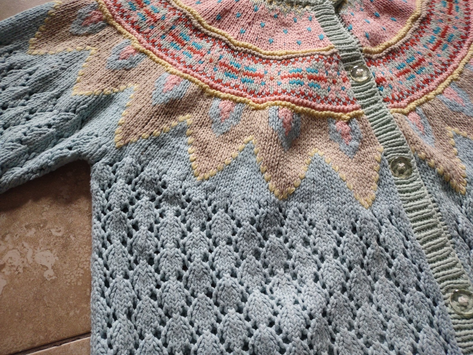 Vintage 1980s Putumayo Sweater Medium Half Sleeve Cotton Cardigan NYC Boutique