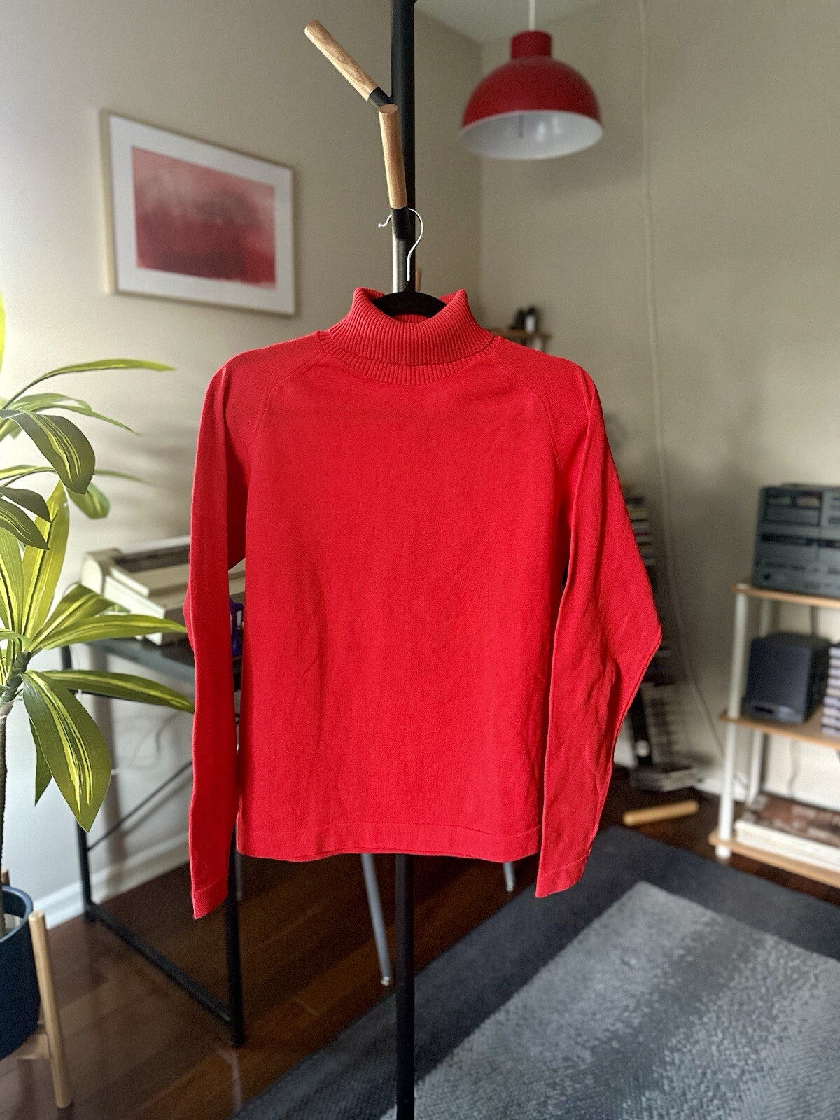 1970s McGregor Womens Vintage Sweater Turtleneck Bright Red Ski Size M
