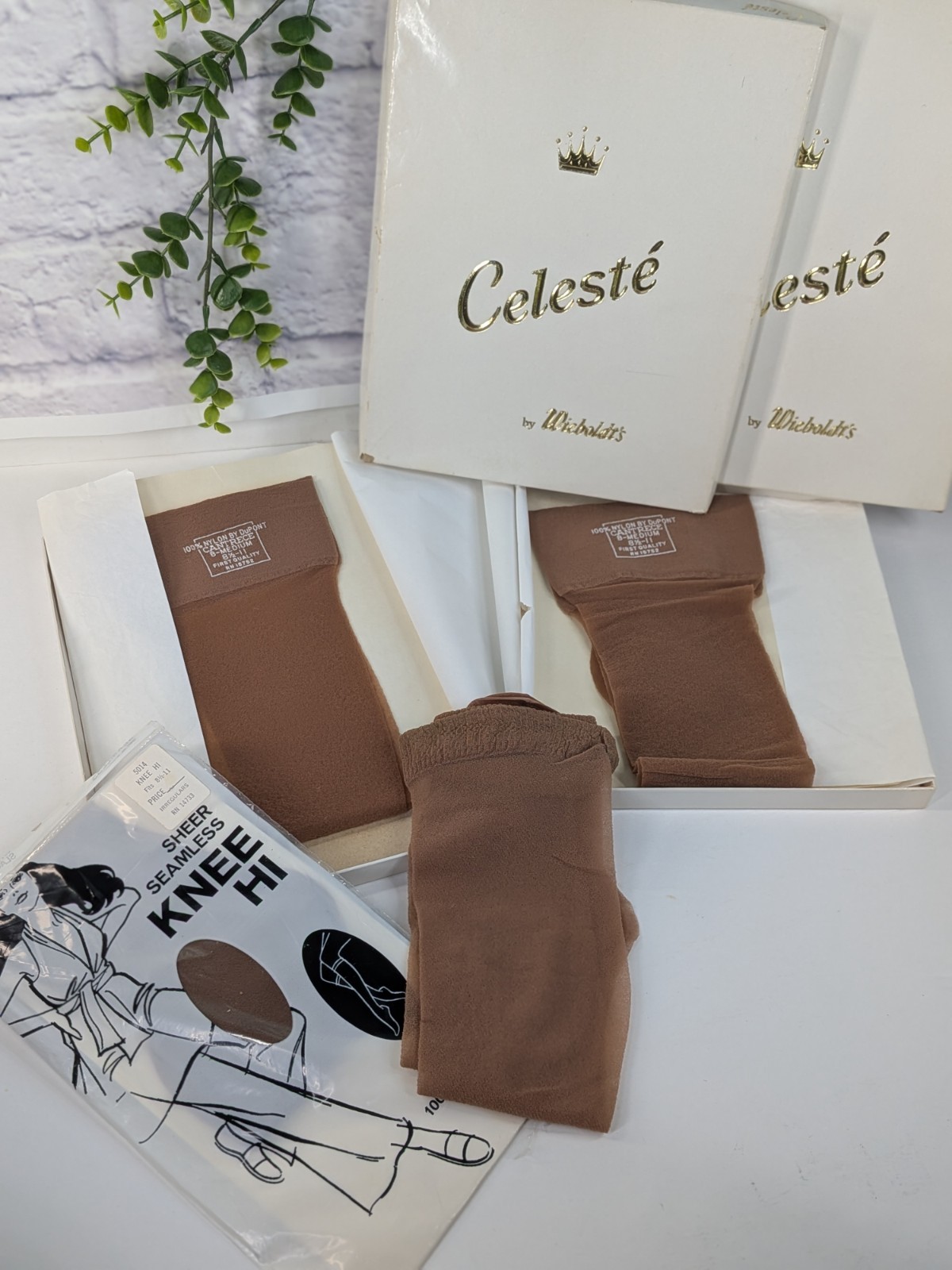 NEW VTG LOT 4💋CANTRECE Celeste DuPont Nylon Hosiery Stockings Pantyhose Twitche