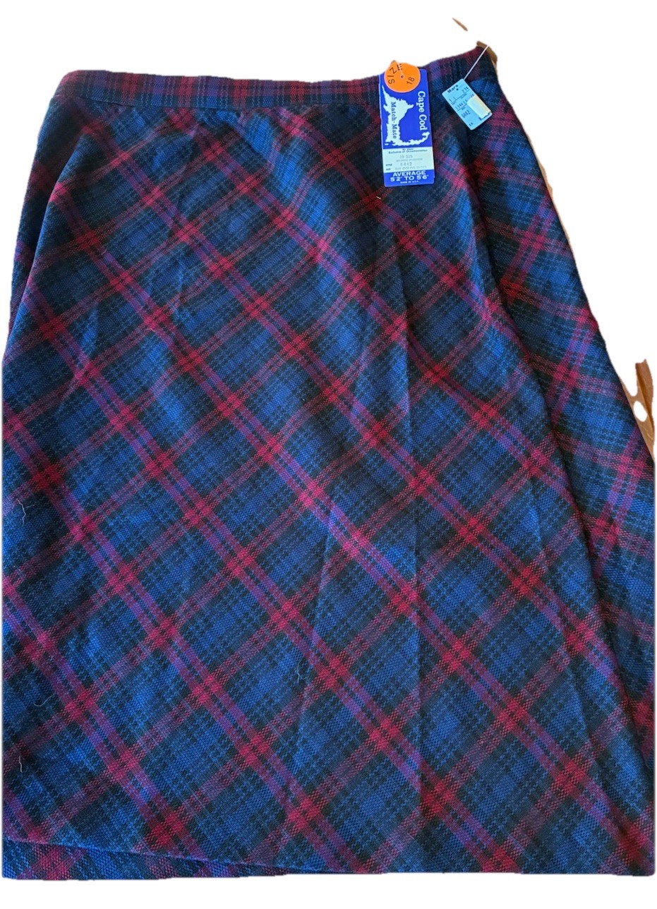 VTG Cape Cod Match Mates 3 Piece Skirt Pants Blazer Set Plaid Blue NOS Tags 18