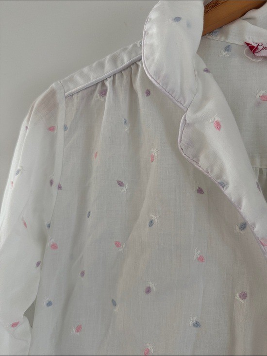 Vintage Brandywine Nightgown Womens Large Embroidered Floral Cotton White