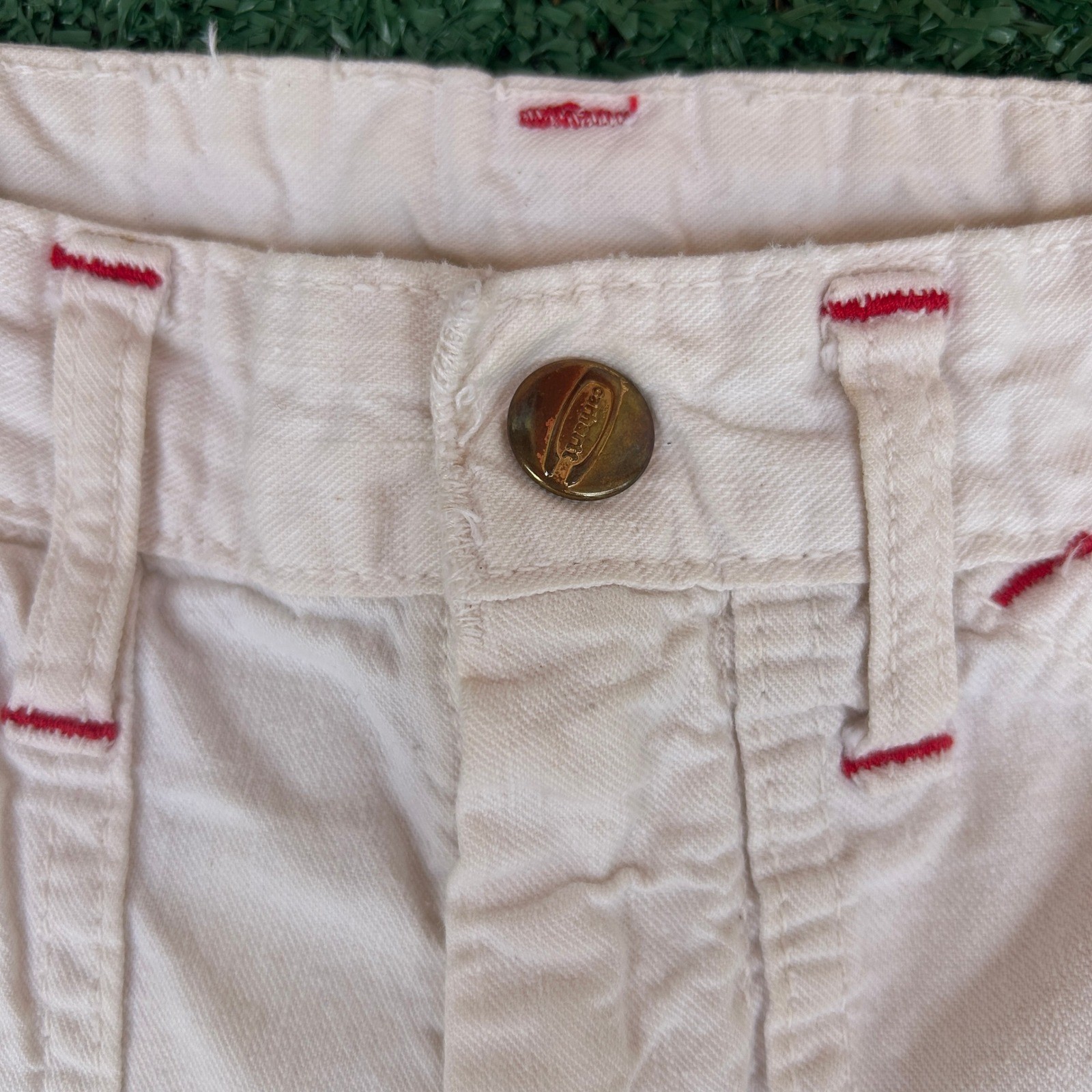 Vintage 60s 70s Carhartt White Double Knee Work Pants Talon 42 Zipper Mens
