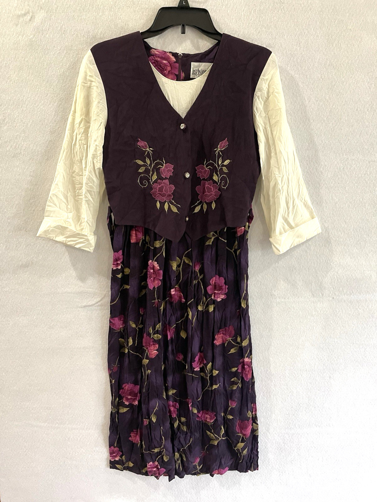 Vintage 90’s floral cottagecore grannycore teachercore 3 piece dress 6P Purple