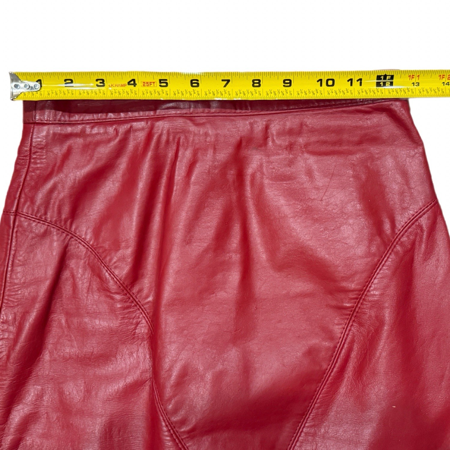Vintage 1980s G-III Leather Fashions Red Leather Midi Skirt USA Made